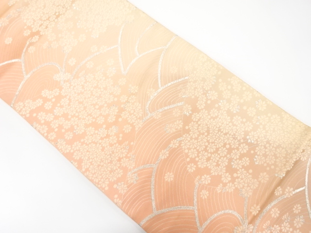 アンティーク　荒波に枝花模様織り出し　暈し袋帯（着用可）